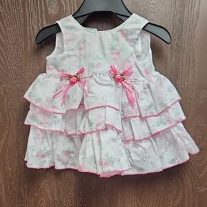 Floral Pink and White Kids Casual Dress